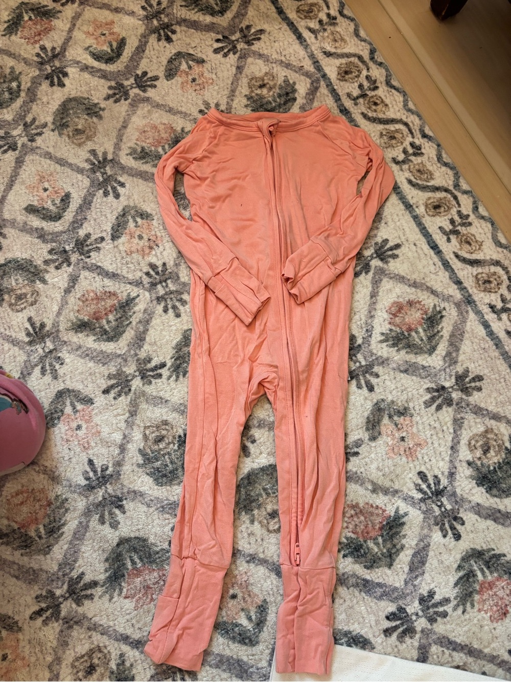 Little Sleepies Coral One-Piece Zip Footie Pajamas